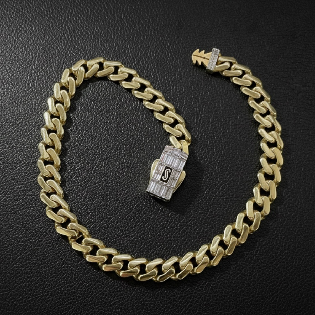 Pulera Monaco Chain Classic Baguette de Oro 10K | 6.5mm - Imagen 3