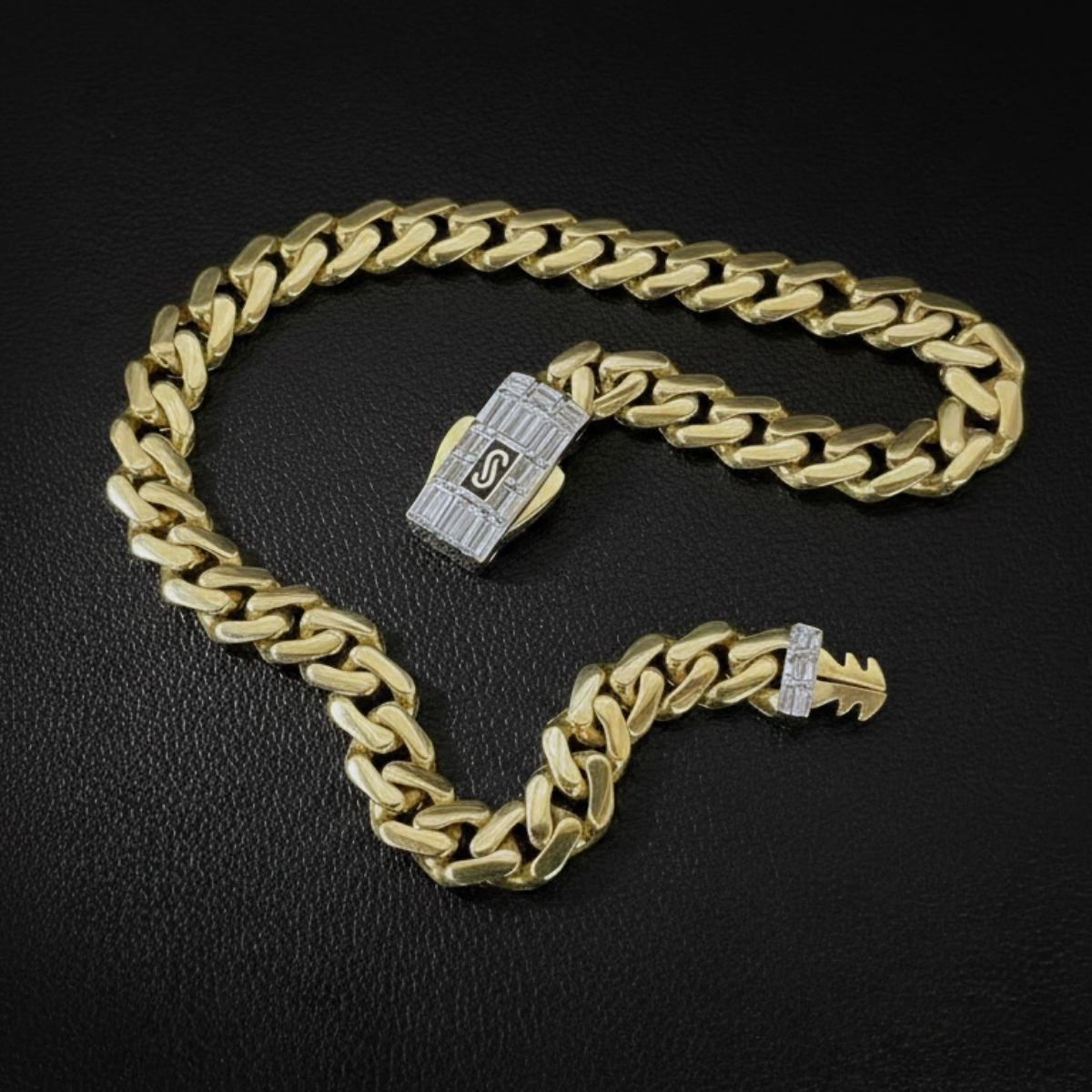 Pulera Monaco Chain Classic Baguette de Oro 10K | 6.5mm - Imagen 4