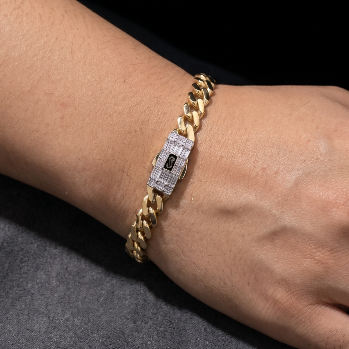 Pulera Monaco Chain Classic Baguette de Oro 10K | 6.5mm - Imagen 5