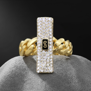 Anillo Monaco Chain Vertical Delgado en Oro de 10K