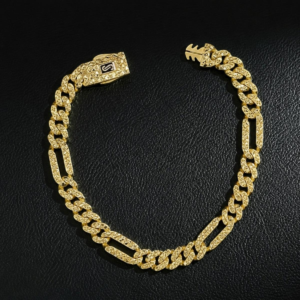 Pulera Monaco Chain Figaro Diamantado de Oro 10K | 6.5mm