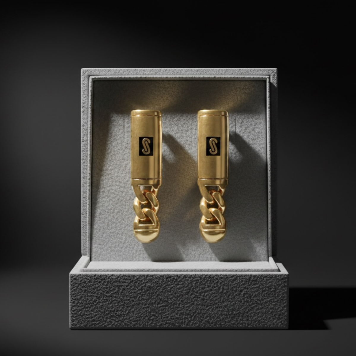 Aretes Monaco Chain Classic Lisos en Oro de 10K - Imagen 4