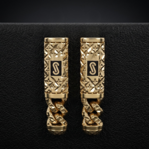 Aretes Monaco Chain Classic Diamantados en Oro de 10K