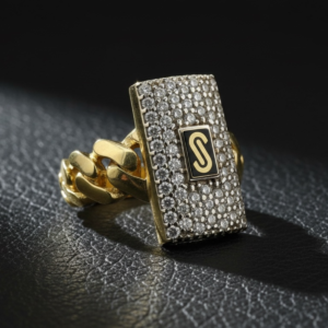 Anillo Monaco Chain Pavé Vertical en Oro de 10K