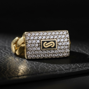 Anillo Monaco Chain Pavé Horizontal en Oro de 10K